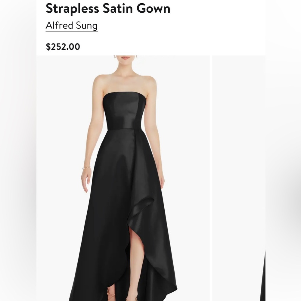 ALFRED SUNG Elegant Black Strapless Dress